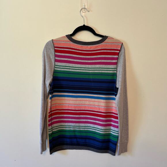 Tommy Hilfiger L stripe long sleeve t-shirt top gray pink preppy academia casual - Picture 5 of 7